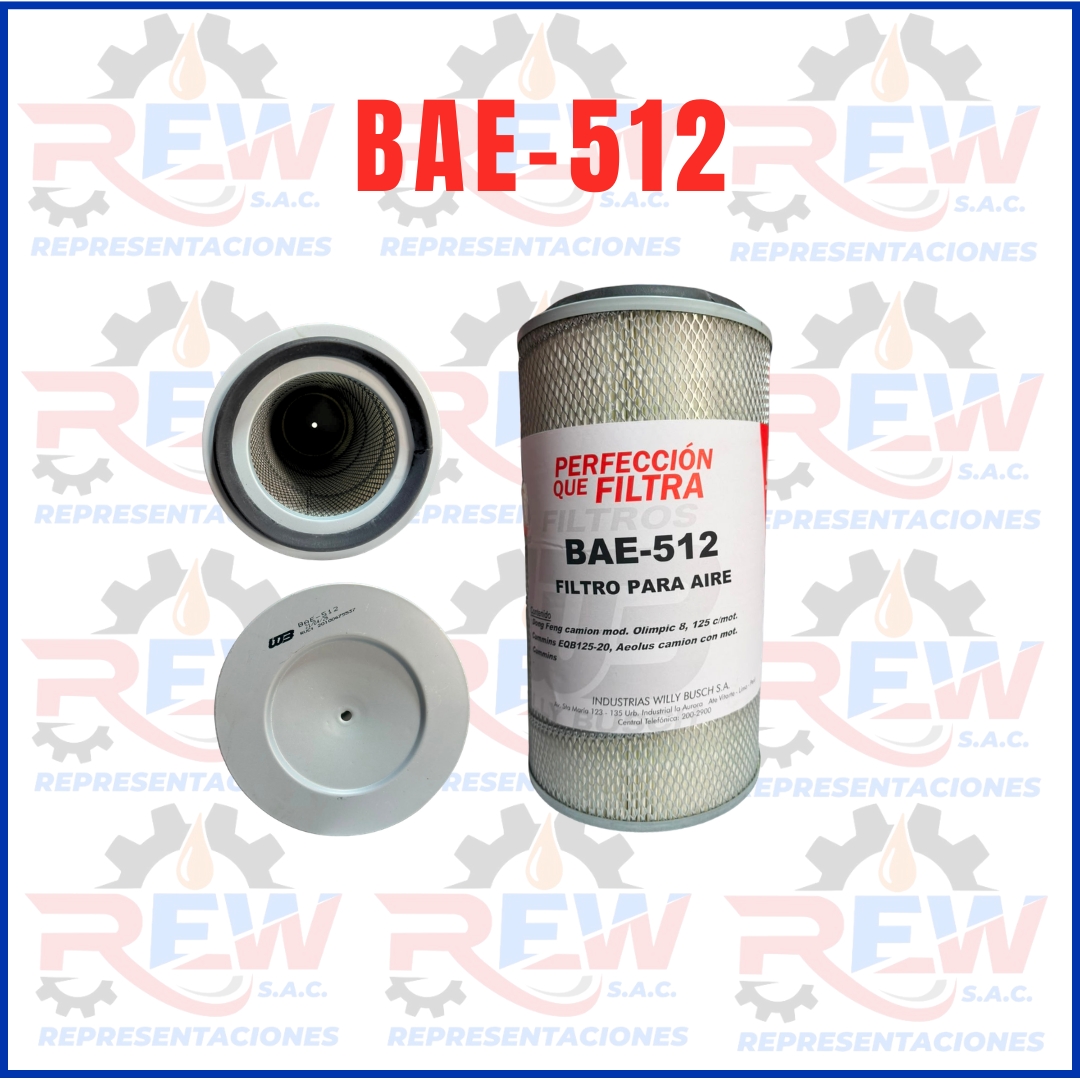 FILTROS WILLY BUSH WEB (63) BAE-512 FILTRO DE AIRE