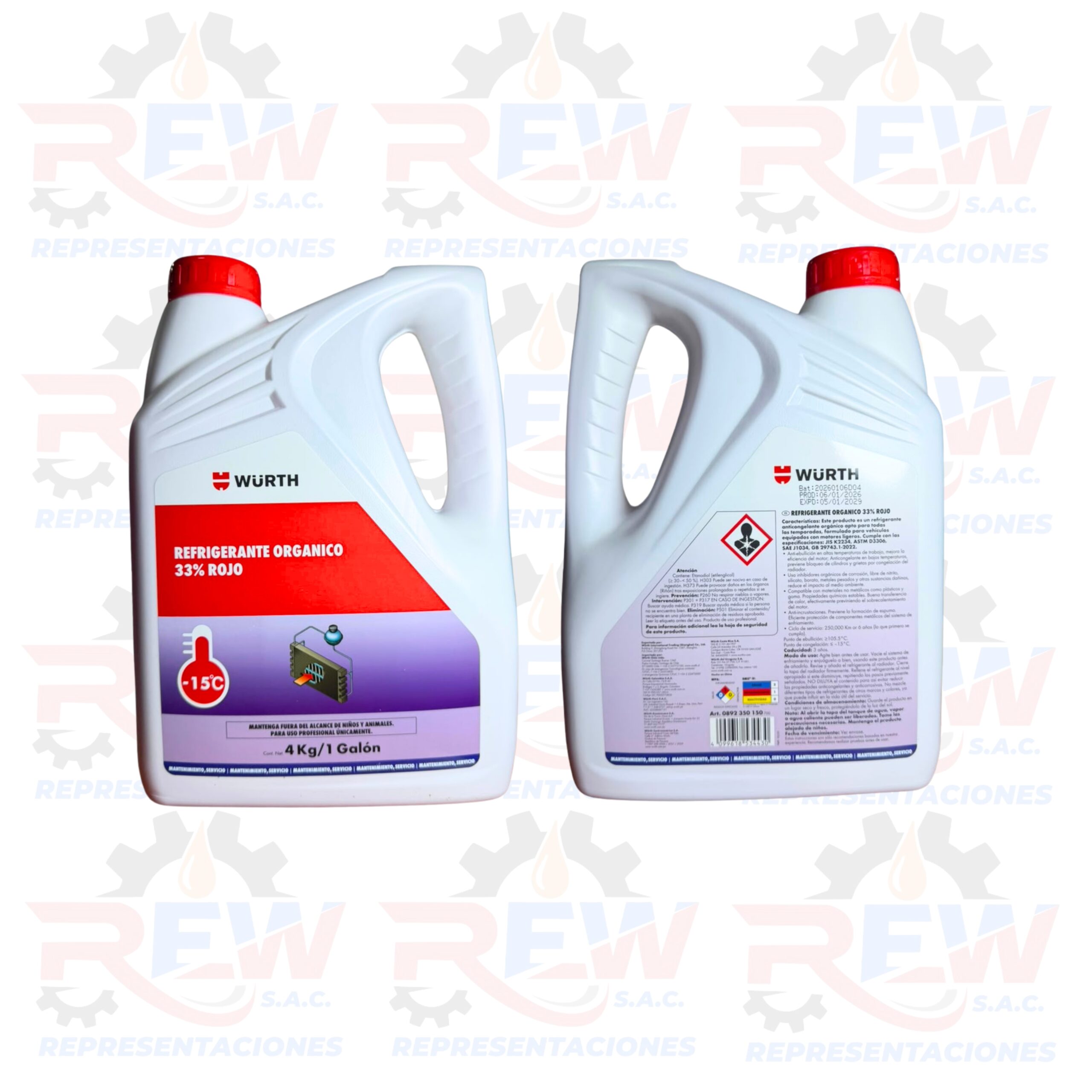 ACEITES PAGINA WEB REW (20) REFRIGERANTE ORGANICO 33% ROJO 1 GALÓN